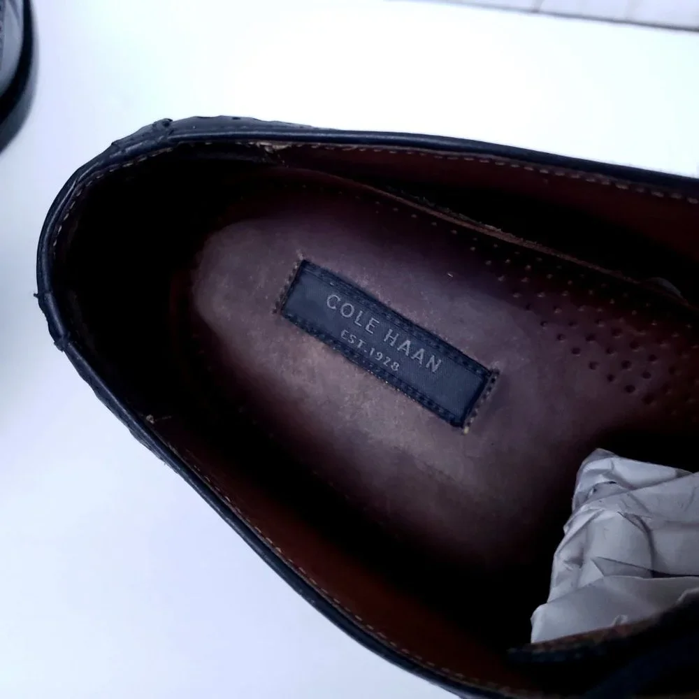 Cole Haan Preston 12M Oxford‎ Wingtip Dress Shoes Black (C20307)
